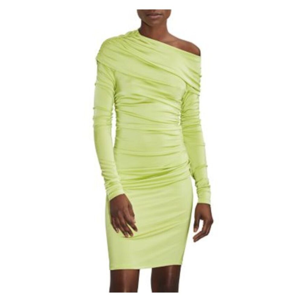 ET OCHS Womens Green Pullover Long Sleeve Short Party Sheath Dress 0